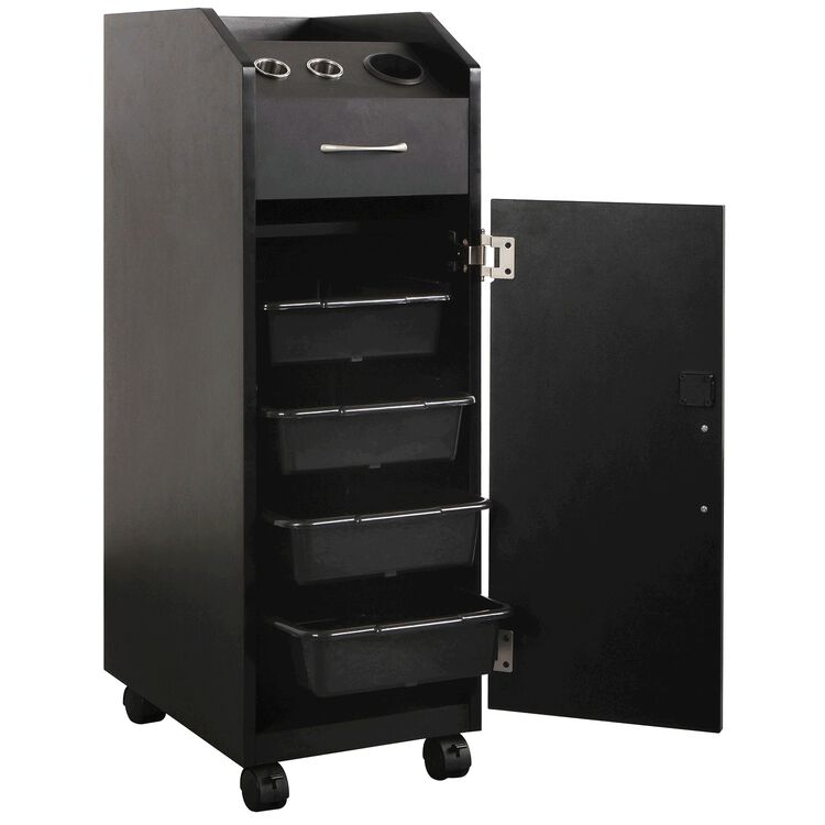 Keystone Black Lockable Wood Trolley