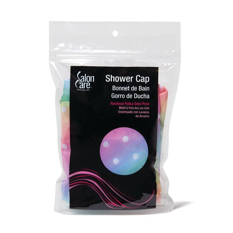 Rainbow Polka Dot Shower Cap