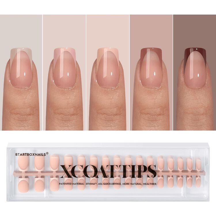 XCOATTIPS&reg; French - Peach Short Square Pastel Tips