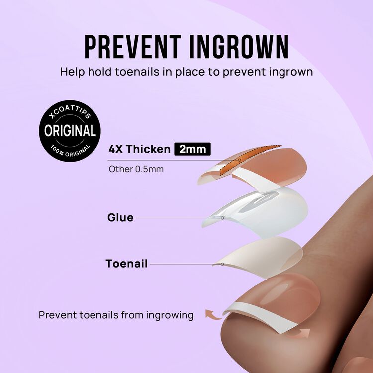 XCOATPRESS Press On Toenails Short Square - Hope Hope