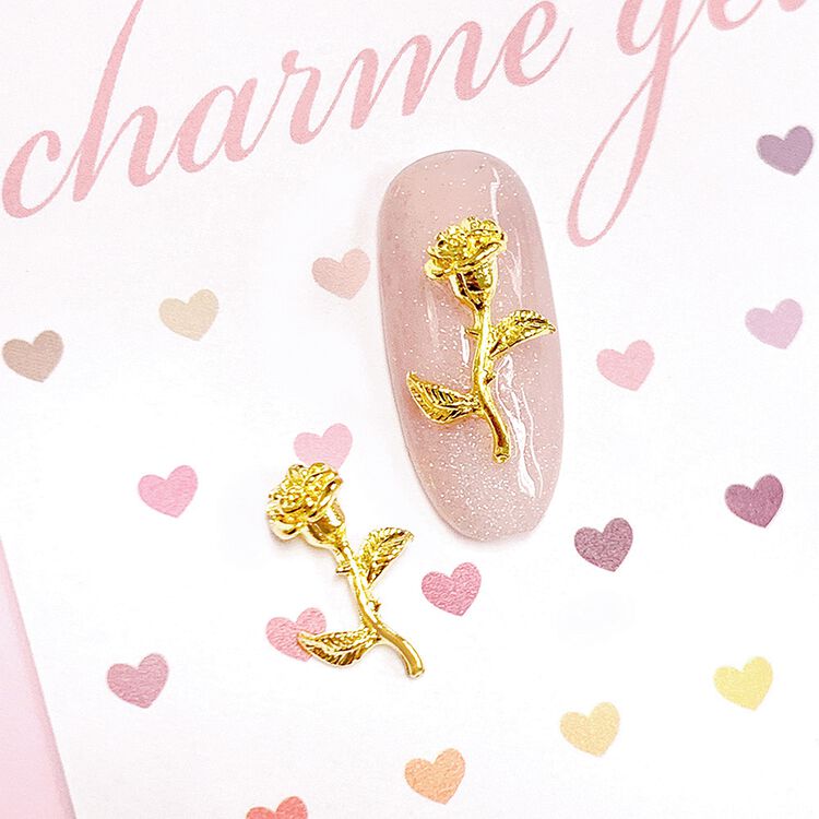 Nail Art Charms Enchanted Rose Charm Gold