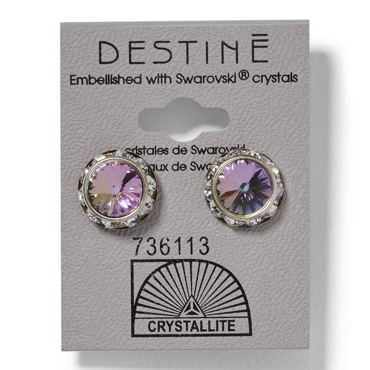 Destine Violet Rhinestone Rivoli Earrings 12mm