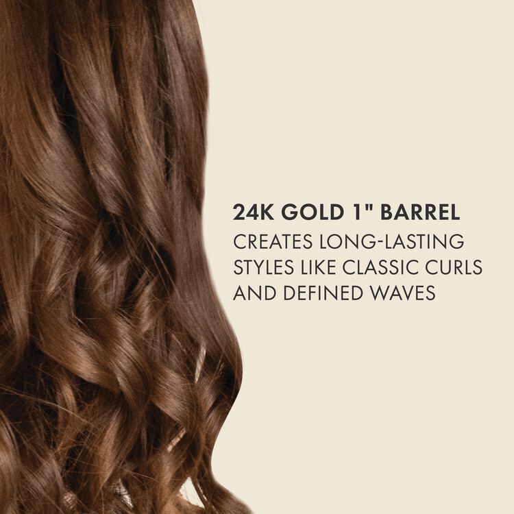 24K Gold Extended Barrel Curling Iron 1 Inch