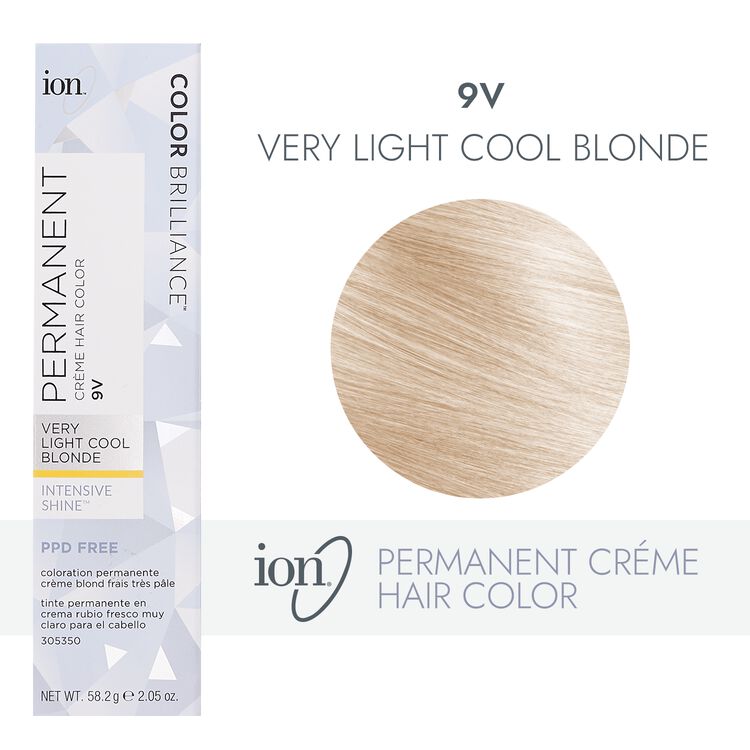 Ion 9V Very Light Cool Blonde Permanent Creme Hair Color ...