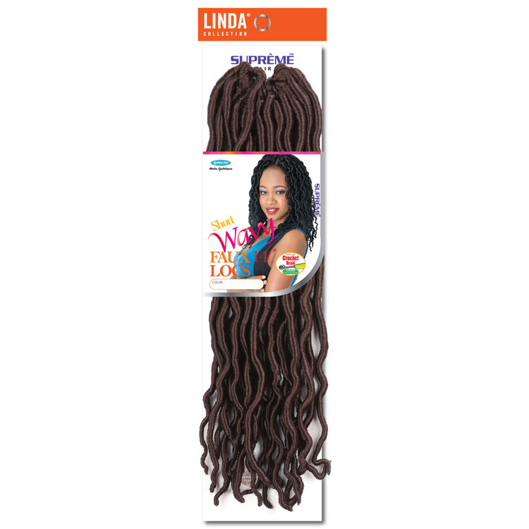Goddess Wavy Faux Locs 14 Inch Crochet Hair Dark Auburn