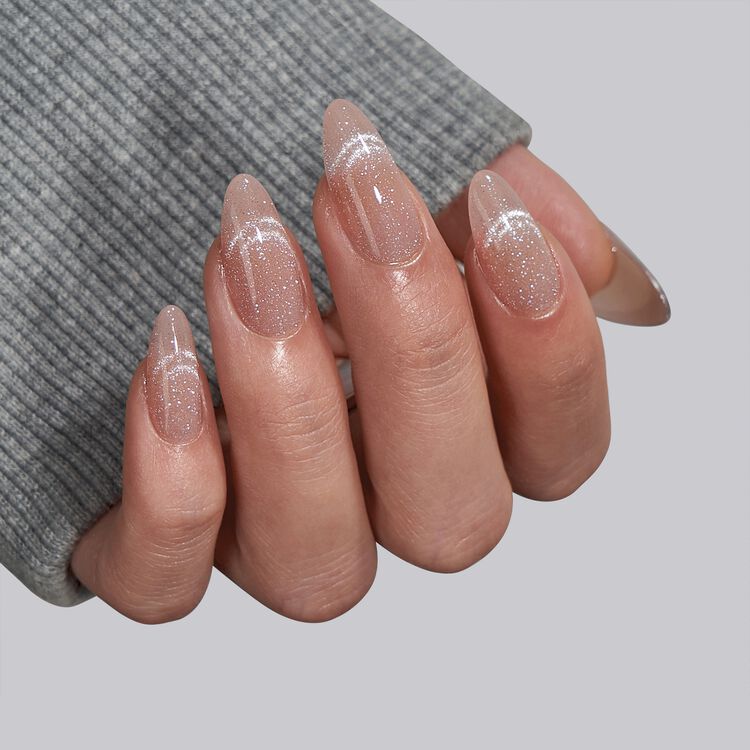 XCOATPRESS Press On Nails Medium Almond - Sunlit Shimmer