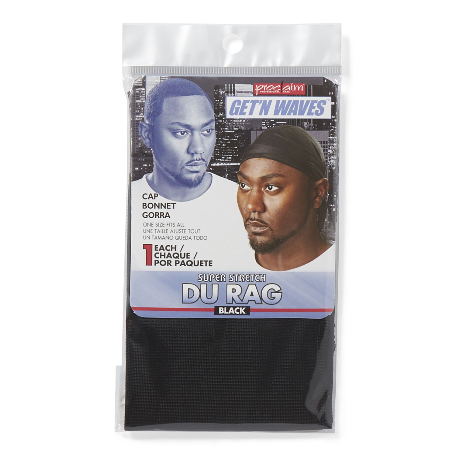Proclaim Get 'N Waves Super Stretch Du Rag Black