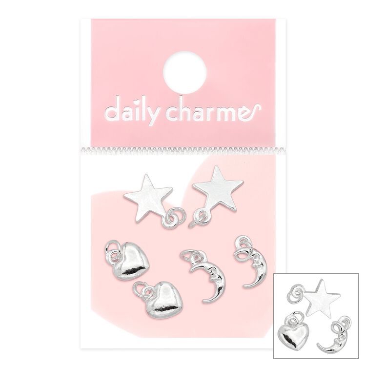 Nail Art Studs Celestial Dangles Mix Silver