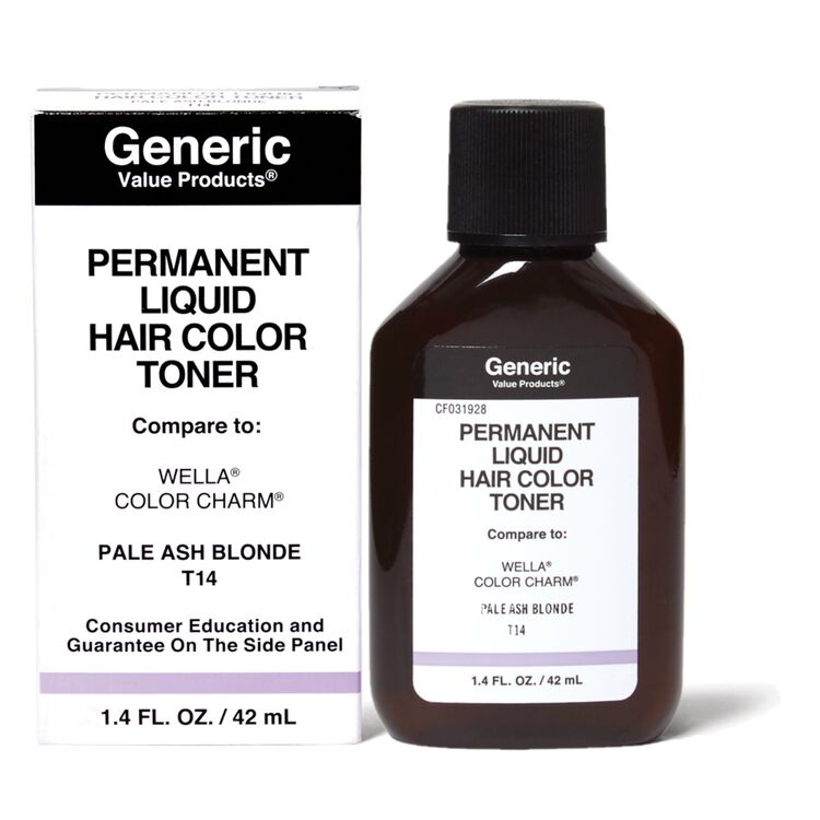 T14 Pale Ash Blonde Permanent Liquid Hair Color Toner Compare to Wella® ColorCharm®
