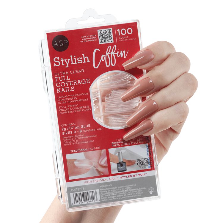 Clear Coffin Full Coverage Tips