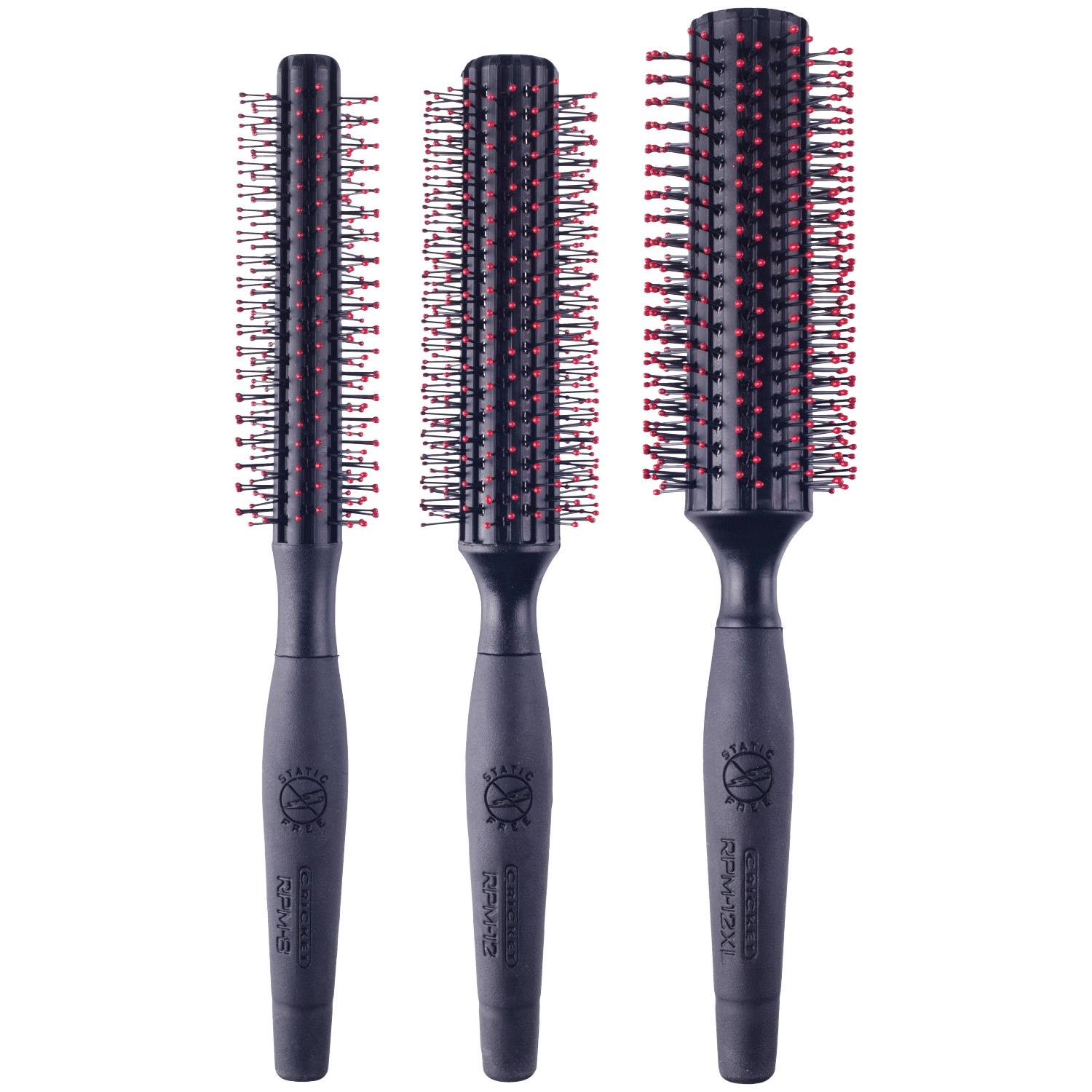 Cricket Professional Static Free 8 Row Round Haarbürste – Antistatische Rundbürste Für Glattes, Fliegendes Haare