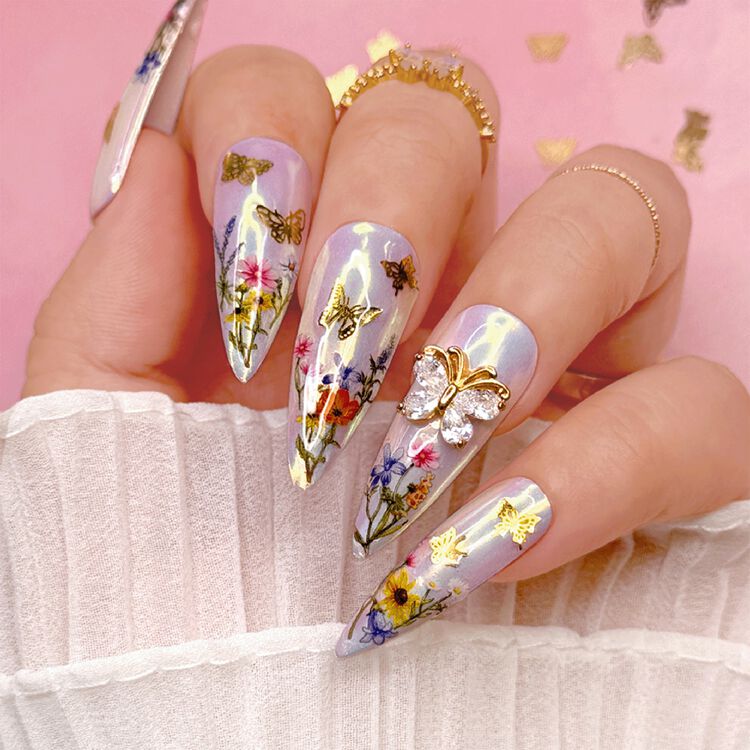 Nail Art Charms Social Butterfly Zircon Charm Gold