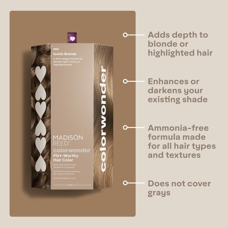 ColorWonder Demi-Permanent Hair Color Kit 8AG Iconic Bronde