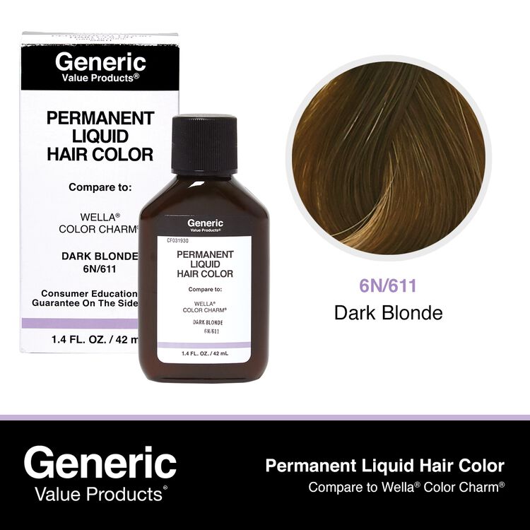 611 Dark Blonde Permanent Liquid Hair Color Compare to Wella® ColorCharm®