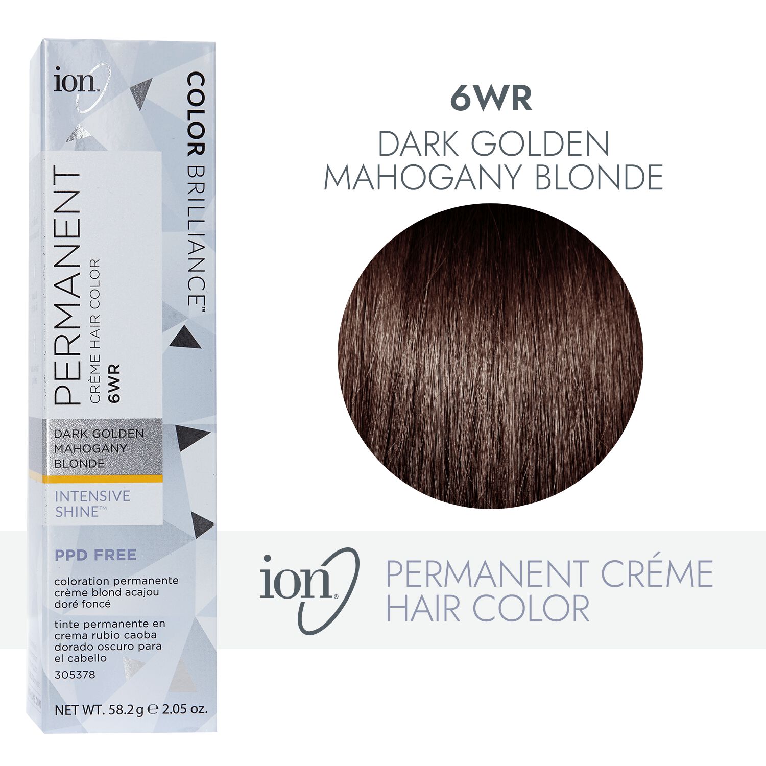 ion 6WR Dark Golden Mahogany Blonde Permanent Crème Hair Color by Color