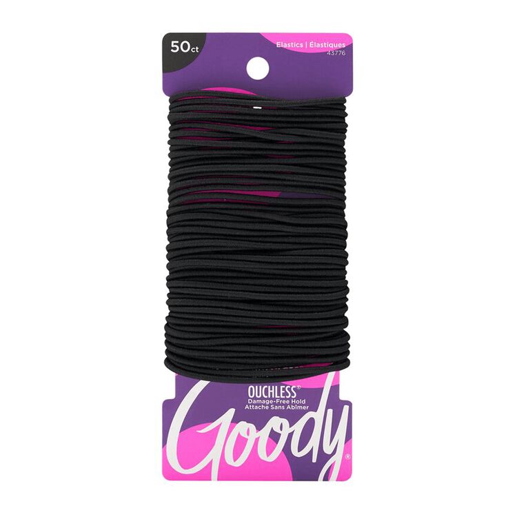 Ouchless Large Thin Black Elastics 50 Count