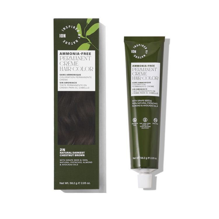 Ammonia-Free Permanent Hair Color Natural Darkest Chestnut Brown 2N