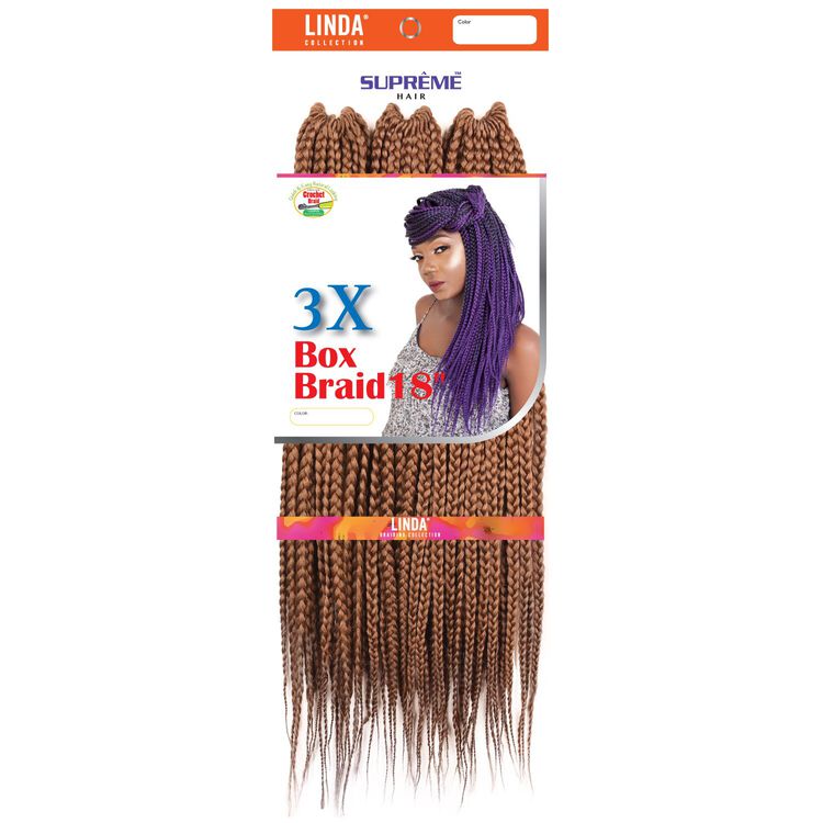 3X Box Braids 18 Inch Crochet Hair Medium Auburn