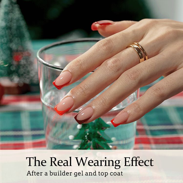 XCOATTIPS® French - Short Square Red Pastel Tips