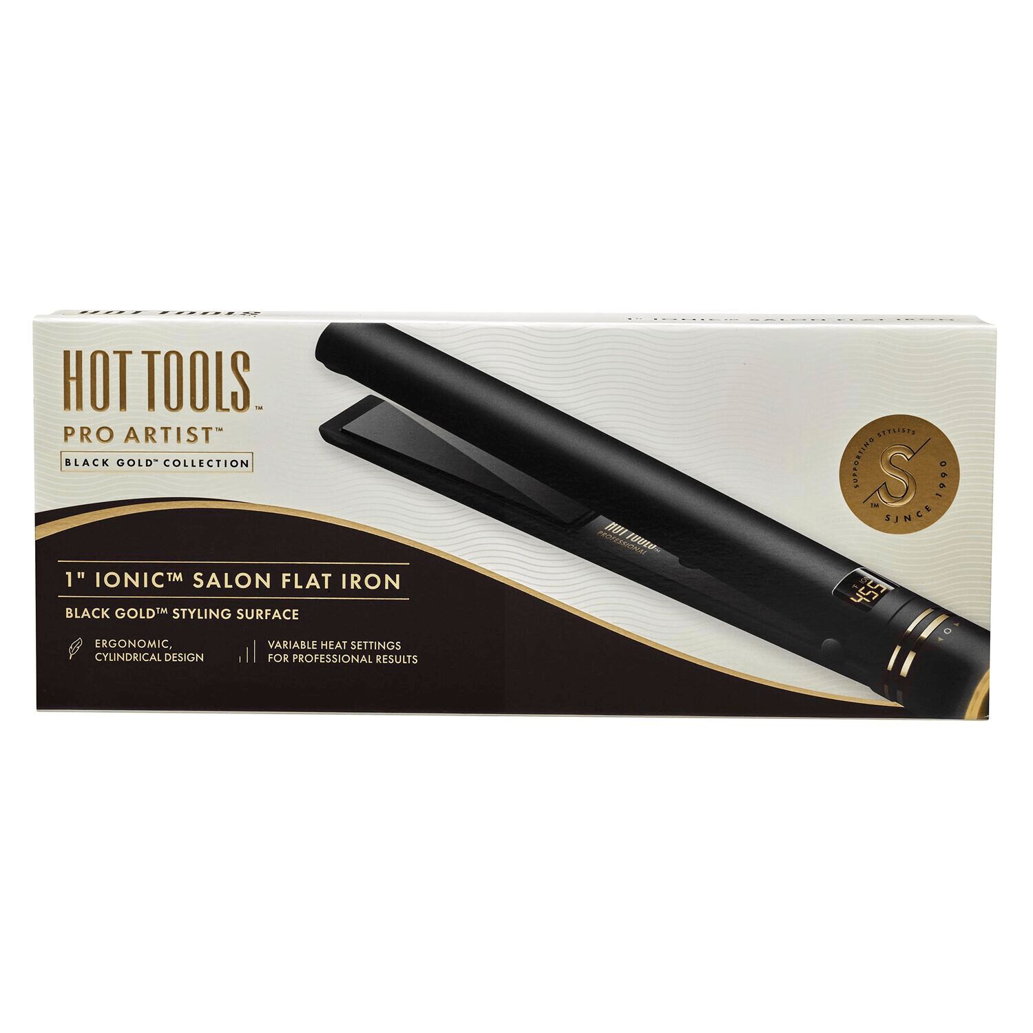 Hot Tools 1" Black Gold Salon Flat Iron Sally Beauty