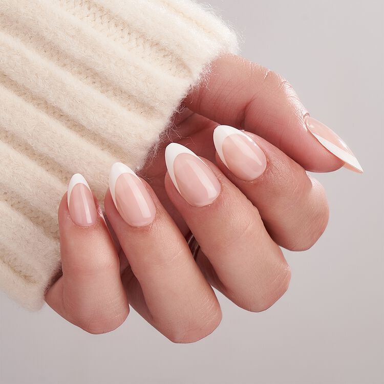 XCOATPRESS Press On Nails Short Almond - White French