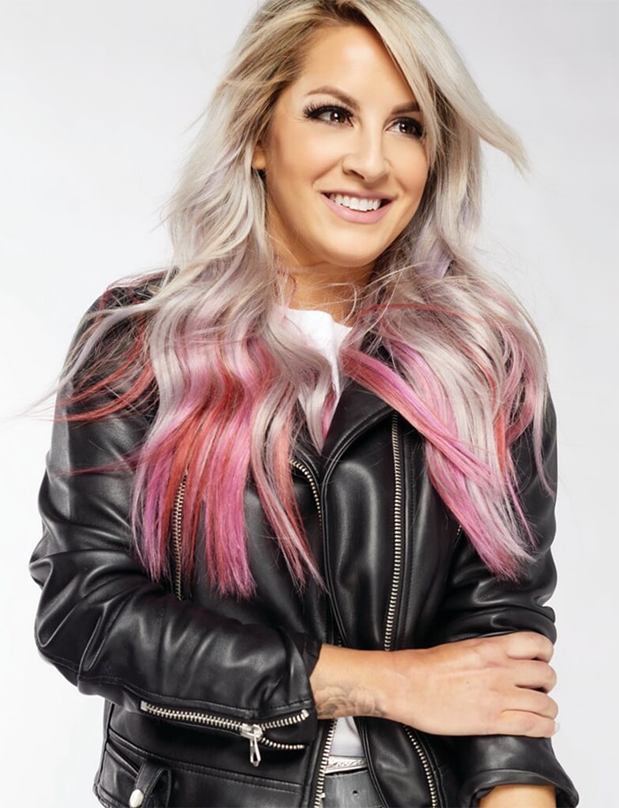 Image of Emily Boulin with silver and pink hair