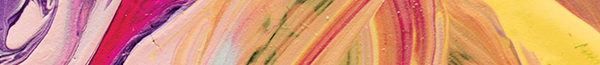 Divider image swirled with purple, red, yellow, pink, green, and black paint in a marbling pattern