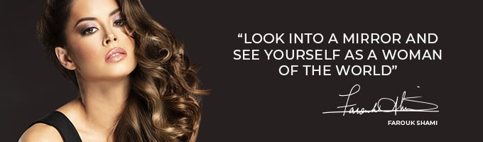 Look into a mirror and see yourself as a woman of the world.