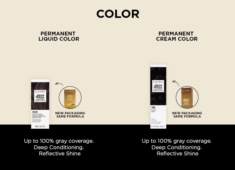 Color - Permanent Liquid and Cream Color. Up to 100% gray coverage. Deep Conditioning. Reflective Shine.