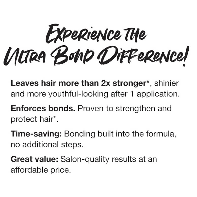 ExPeRieNCe THe INCTRA BonD DifFeReNce! Leaves hair more than 2x stronger*, shinier and more vouthful-looking after 1 application Enforces bonds. Proven to strenathen and protect hair Time-saving: Bonding built into the formula, no additional steps. Great value: Salon-duality results at an affordable price