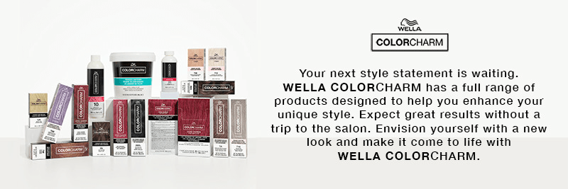 WELLA            COLORCHARM Your next style statement is waiting. WELLA COLORCHARM has a full range of products designed to help you enhance your unique style. Expect great results without a trip. to the salon. Envision yourself with a new look and make it come to life with WELLA COLORCHARM.