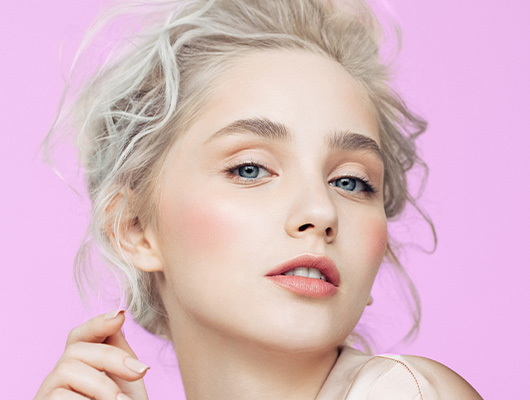 Woman with platinum-blonde colored hair