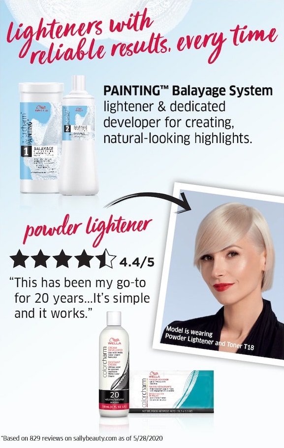 Lighteners with reliable results, every time. Painting Balayage System lightener & dedicated developer for creating natural-looking highlights.