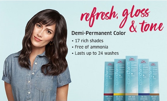 Refresh, gloss, & tone. Demi-Permanent color. 17 rich shades. Free of ammonia. Lasts up to 24 washes.