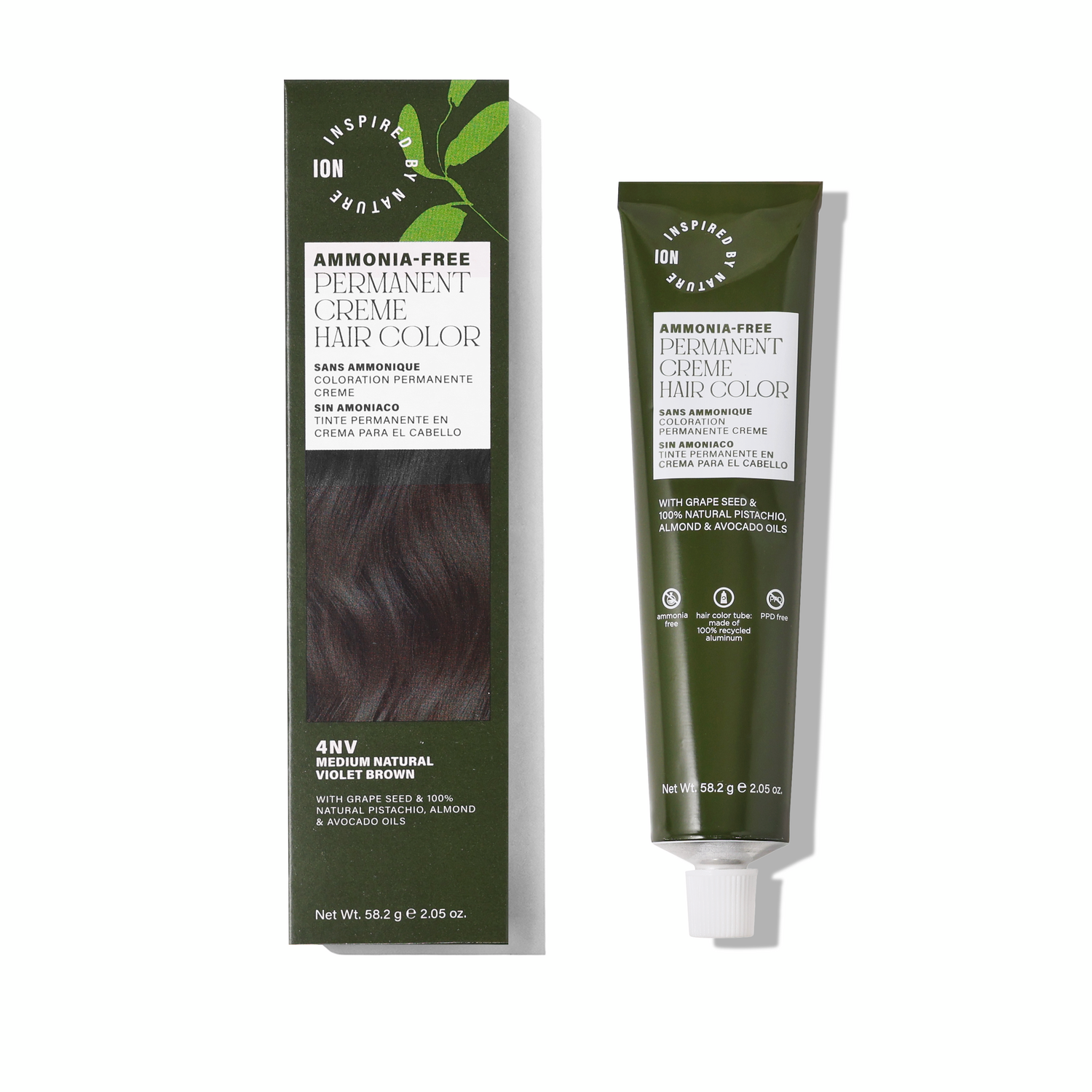 Inspired By Nature Ammonia-Free Permanent Hair Color Medium Natural Violet Brown 4NV