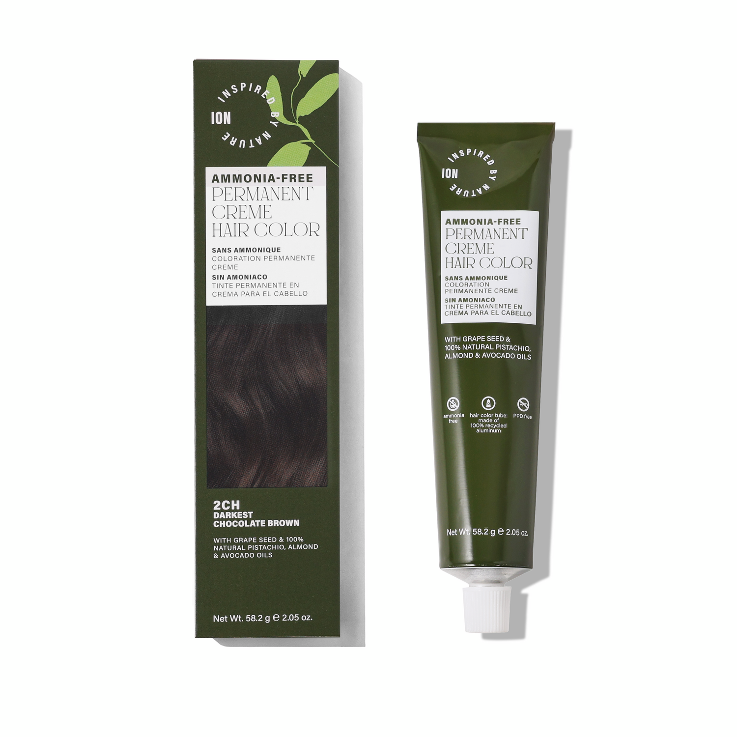 Inspired By Nature Ammonia-Free Permanent Hair Color Darkest Chocolate Brown 2CH