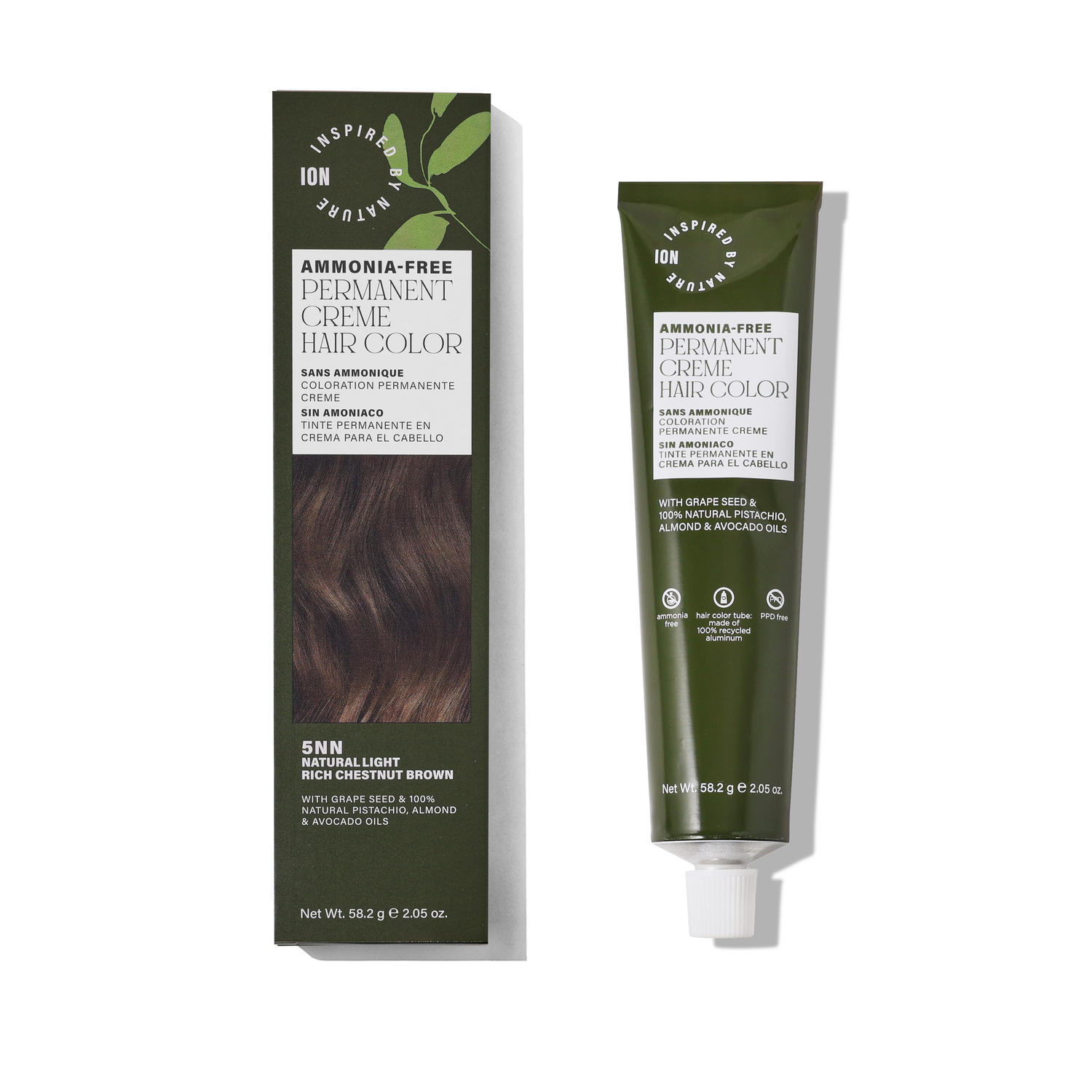 Inspired By Nature Ammonia-Free Permanent Hair Color Natural Light Rich Chestnut Brown 5NN 2.05 Oz