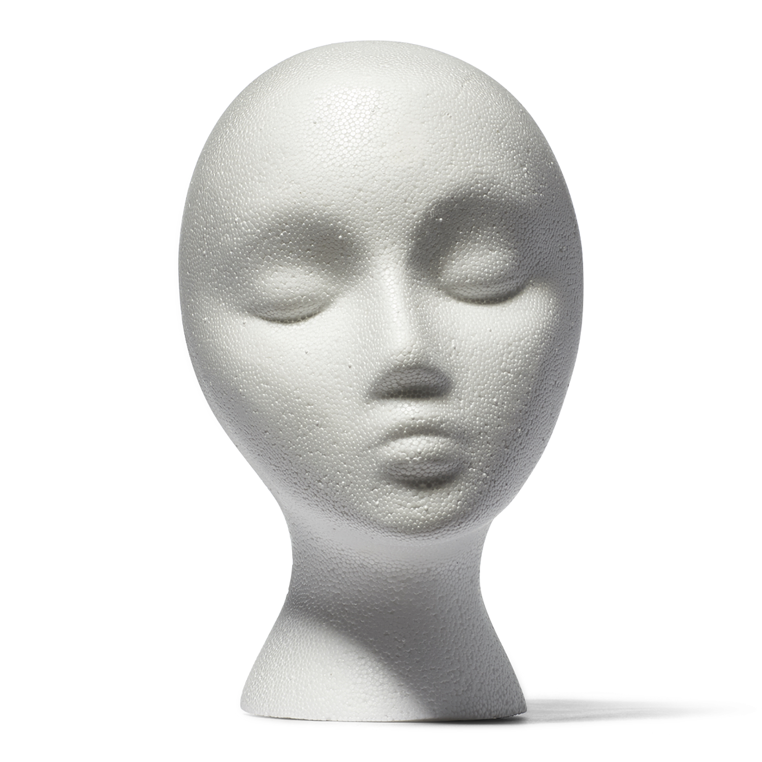 A creepy foam mannequin head that was used for cosmetology practice shot  from an upward angle Stock Photo - Alamy