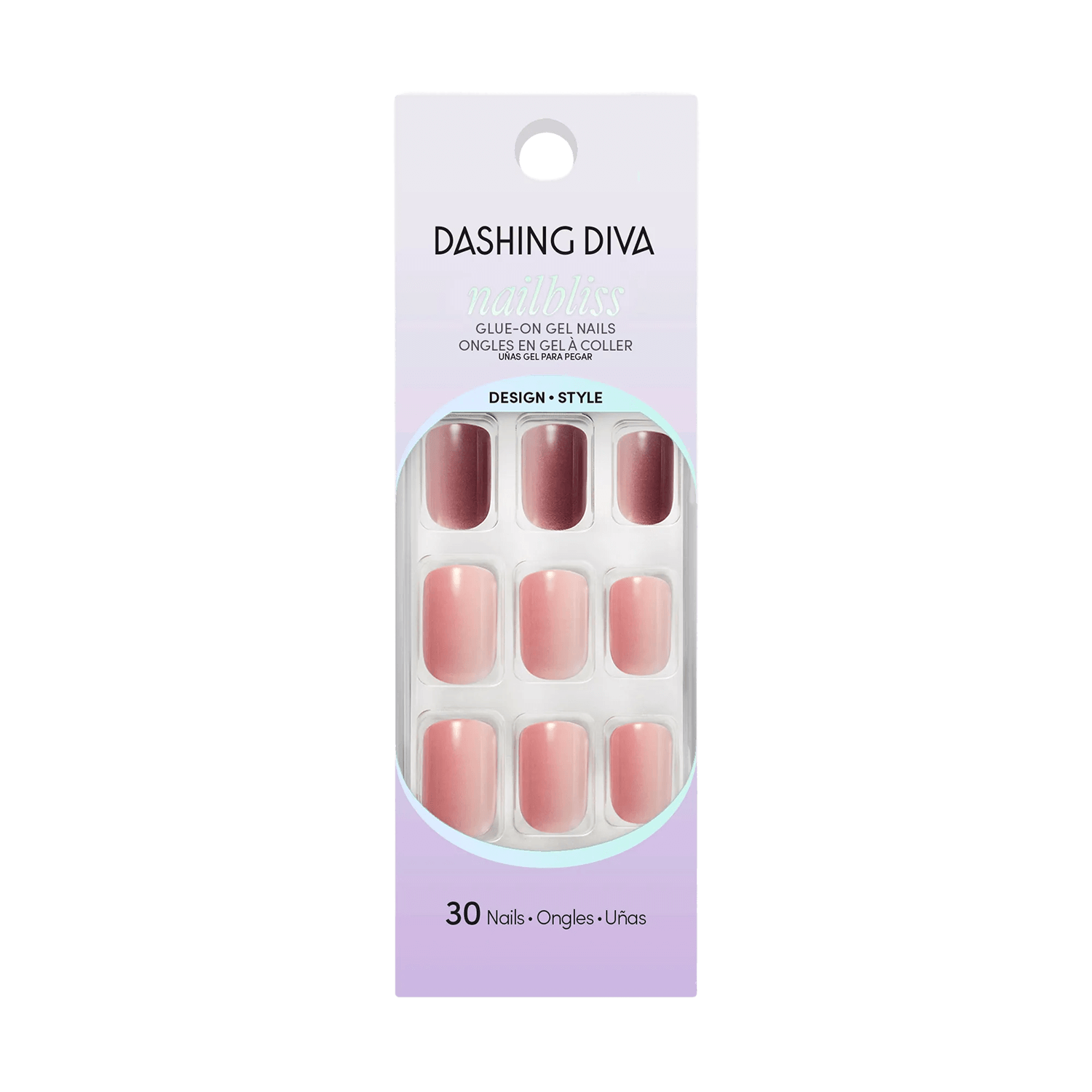 Miss Me - glue-on gel nails by Dashing Diva Neutral Medium
