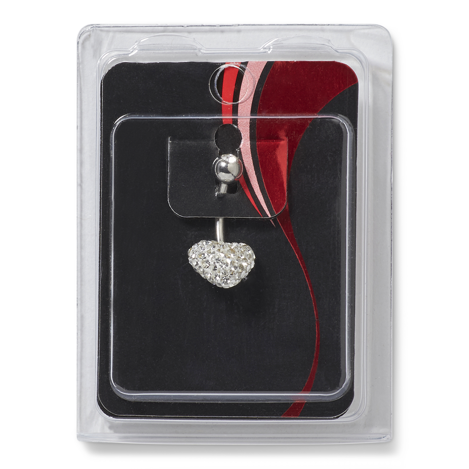 Pacific Piercing Supply Fireball Crystal Heart Navel Dangle 14-Gauge