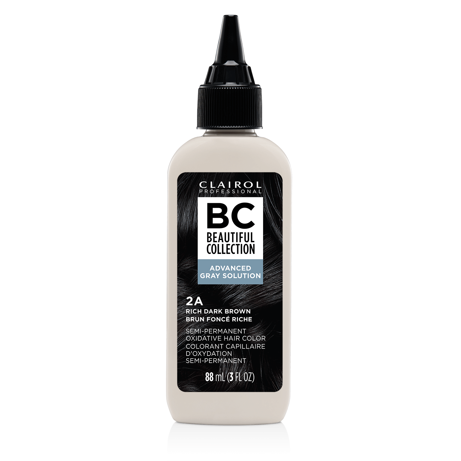 Clairol Beautiful Collection Advanced Gray Solutions Semi-Permanent Hair Color 2A Rich Dark Brown 3 oz Womens Clairol