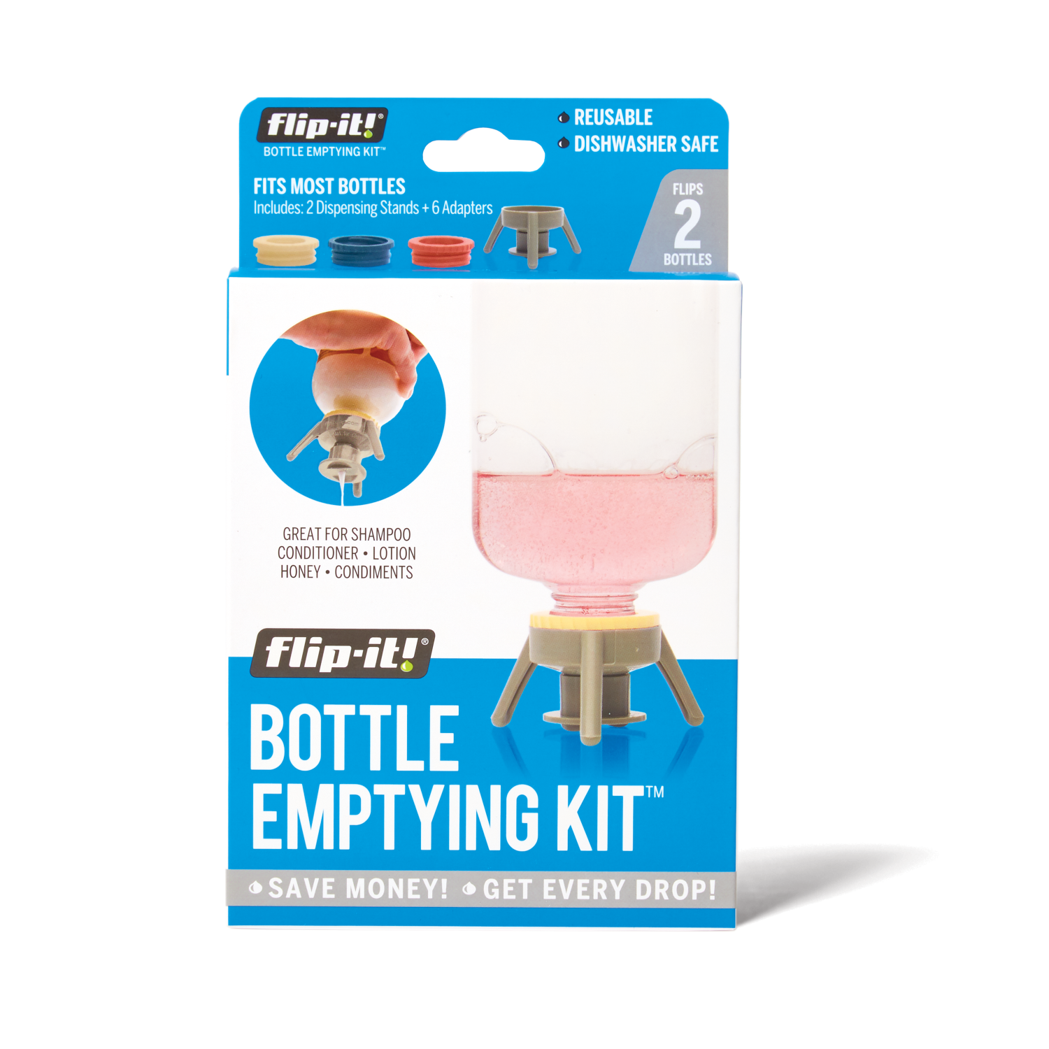 Flip-It Bottle Emptying Kit, Case of 6-Single Packs. Great Gifts!