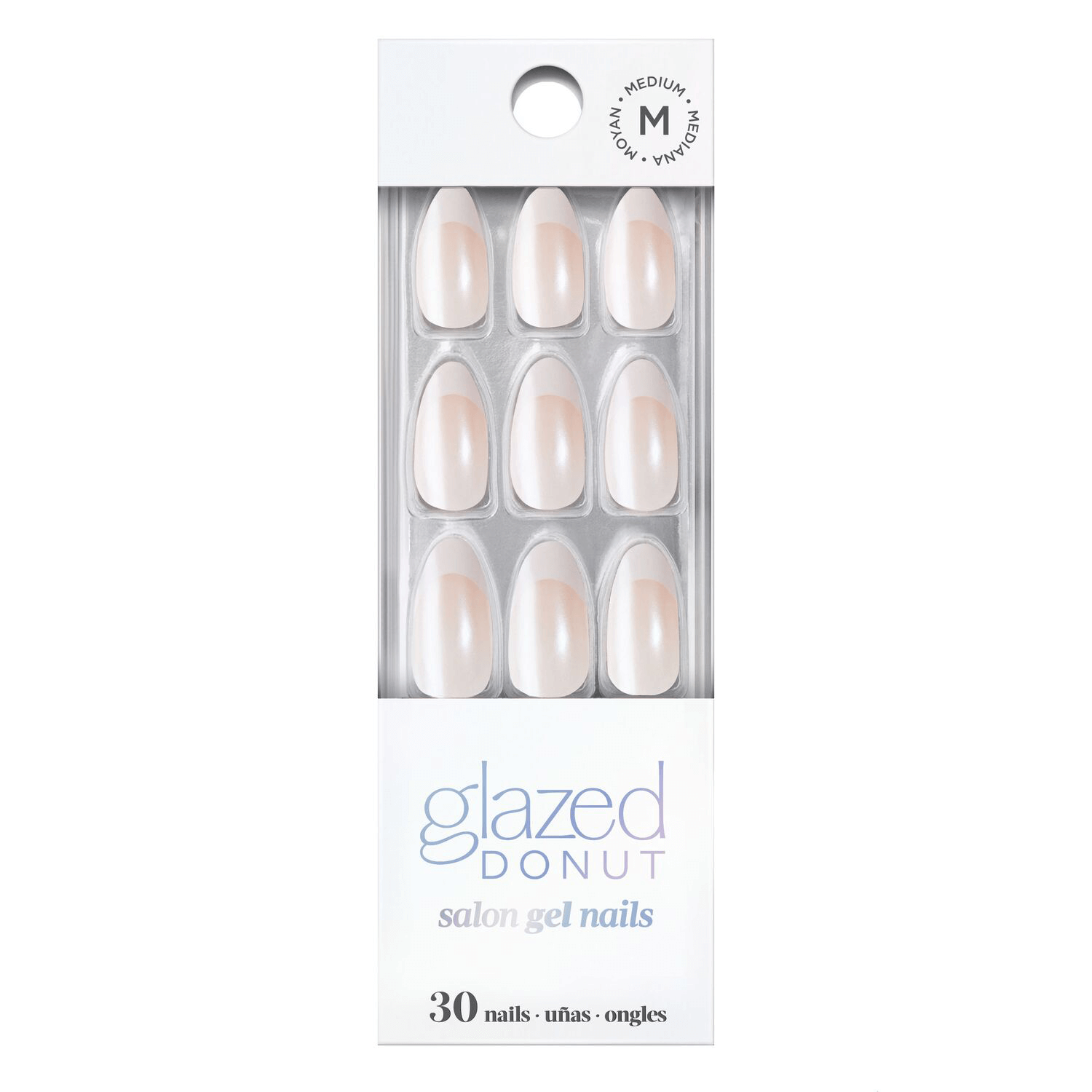 French Glaze - Almond - glue-on gel nails by Dashing Diva Medium