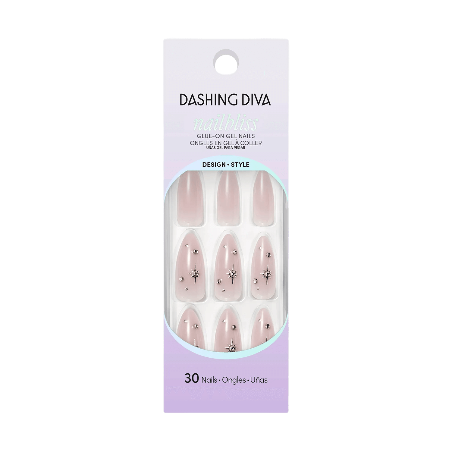 Prince Charming - glue-on gel nails by Dashing Diva Neutral Long