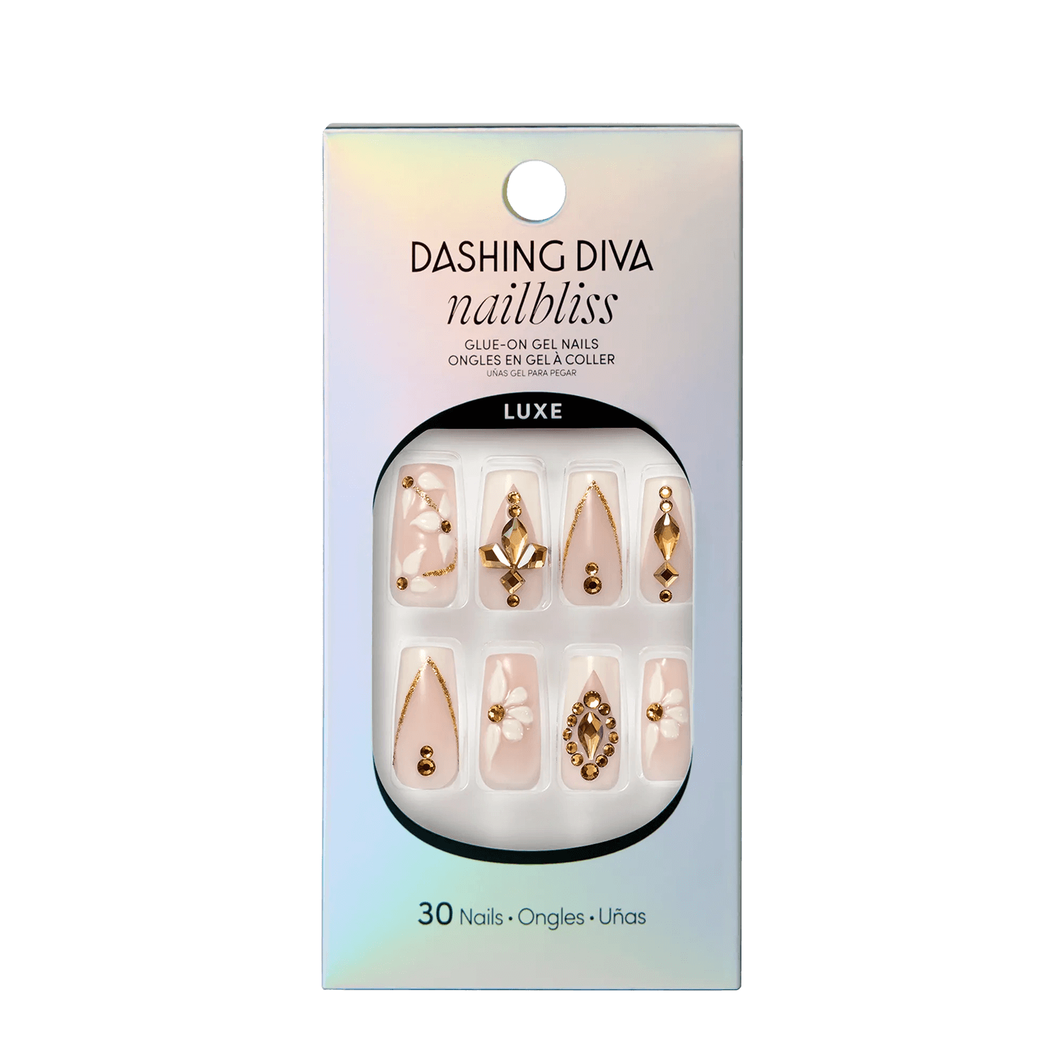 Modern Princess - glue-on gel nails by Dashing Diva Neutral Long