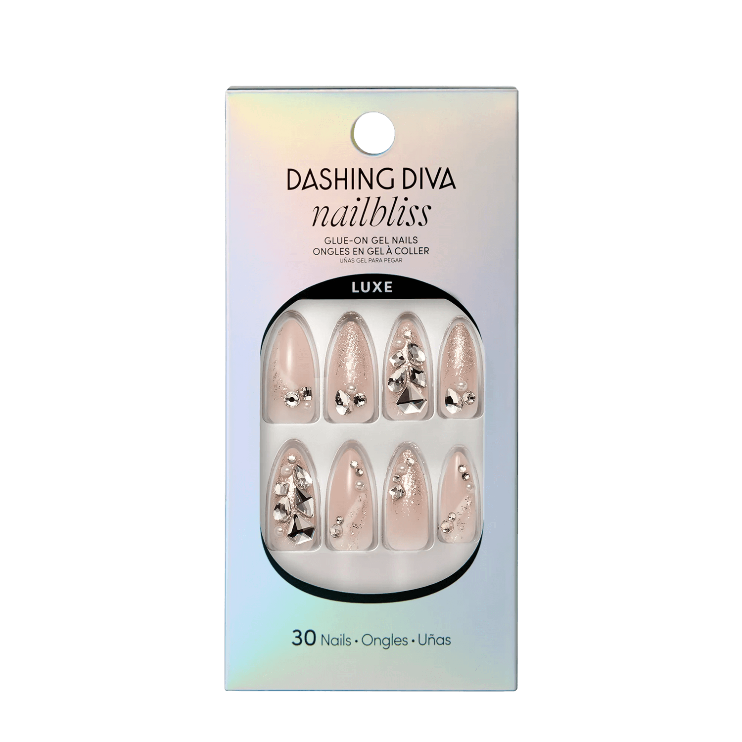 Crowned Jewels - glue-on gel nails by Dashing Diva Neutral Long