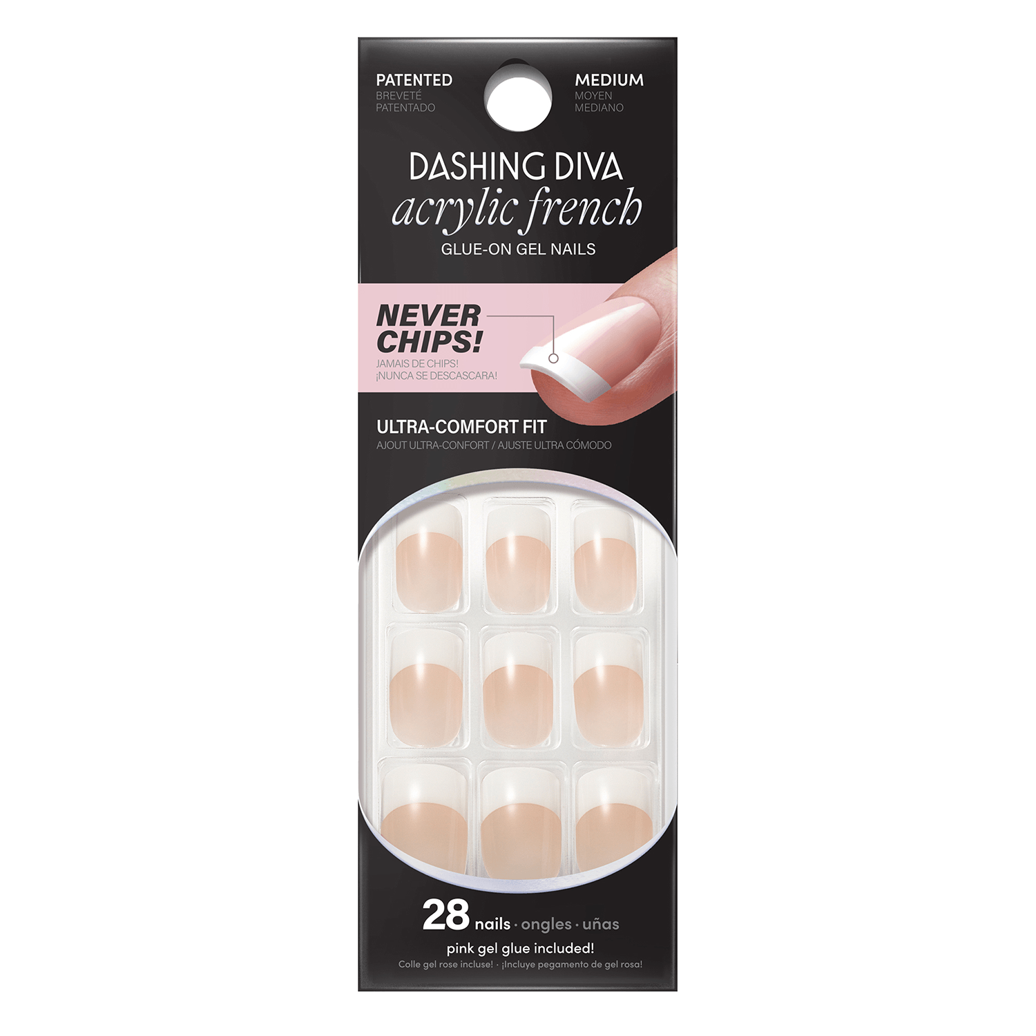Classic Squoval - Medium - glue-on gel nails by Dashing Diva Neutral