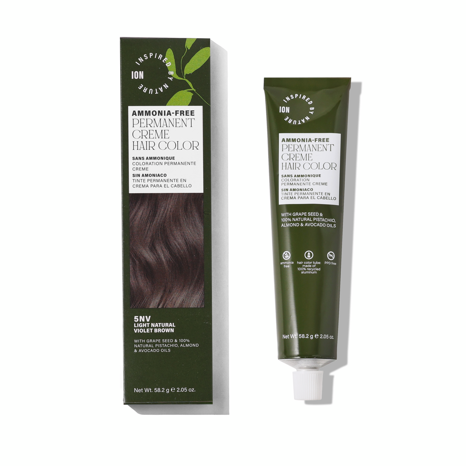 Inspired By Nature Ammonia-Free Permanent Hair Color Light Natural Violet Brown 5NV