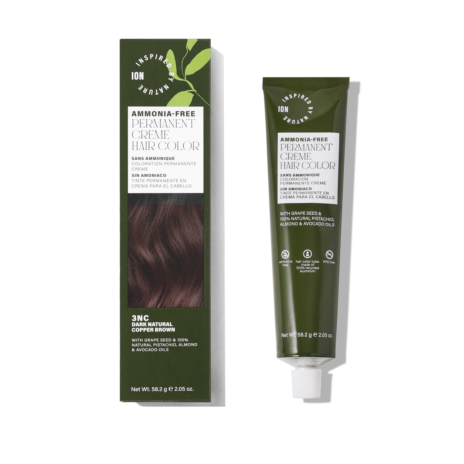 Inspired By Nature Ammonia-Free Permanent Hair Color Dark Natural Copper Brown 3NC
