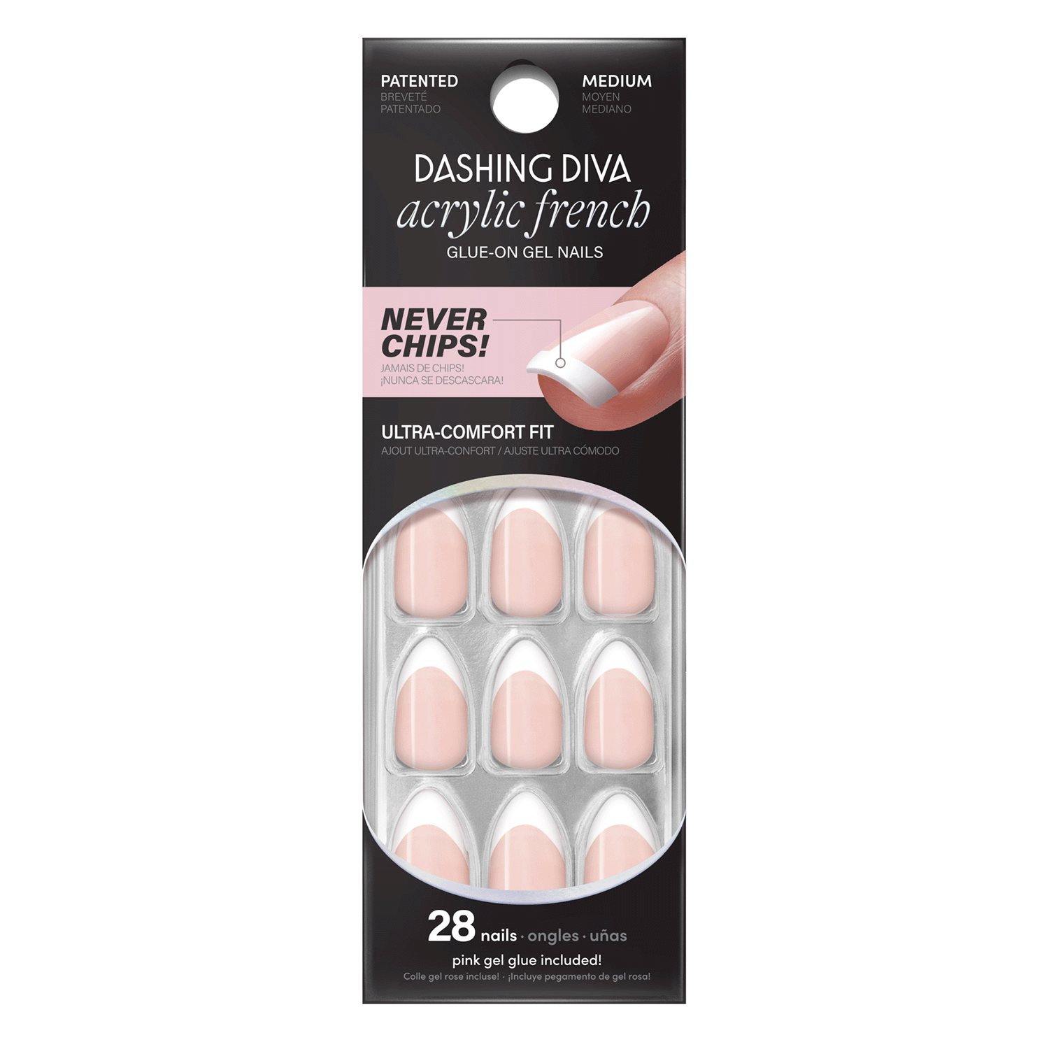 Classic Almond - Medium - glue-on gel nails by Dashing Diva Neutral